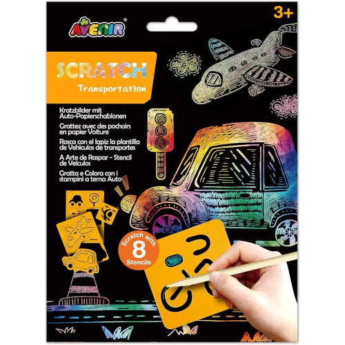 Craft Set - Avenir Scratch Transportation with Stencil