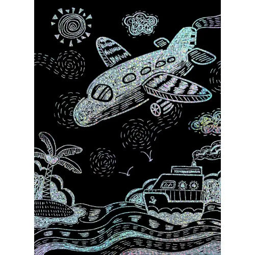 Craft Set - Avenir Scratch Transportation with Stencil