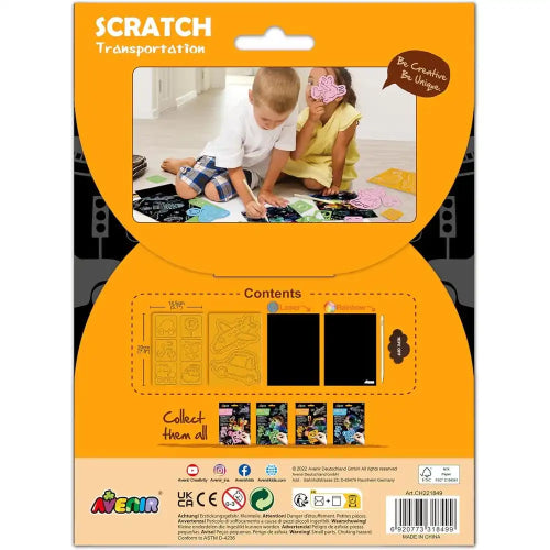Craft Set - Avenir Scratch Transportation with Stencil