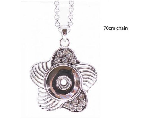 Snaps REDFOX - Necklace - Slv Flower+70cm ch (48+19)
