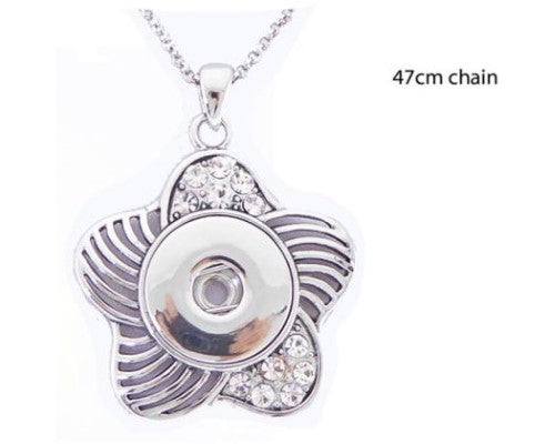 Snaps REDFOX - Necklace - Slv Flower+47cm ch (49+19)