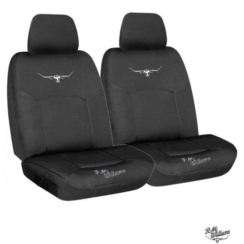 Canvas Boxed Seat Cover Black 30 - R.M.WILLIAMS