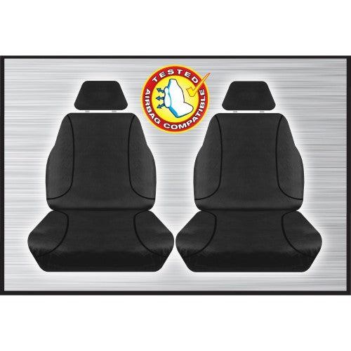 Black Canvas Front Seat Cover Pair - Nissan Navara - TRADIES