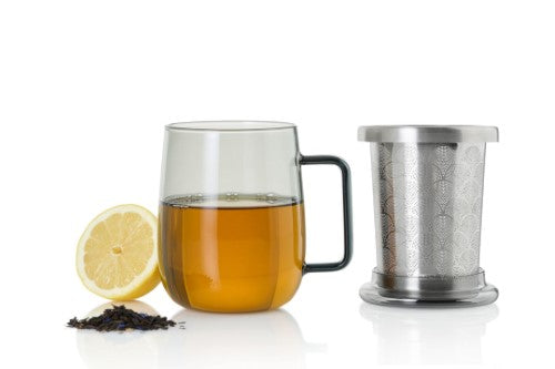 Tea Glass with Tea Infuser - AdHoc Yuna Smoke Glass (560ml)