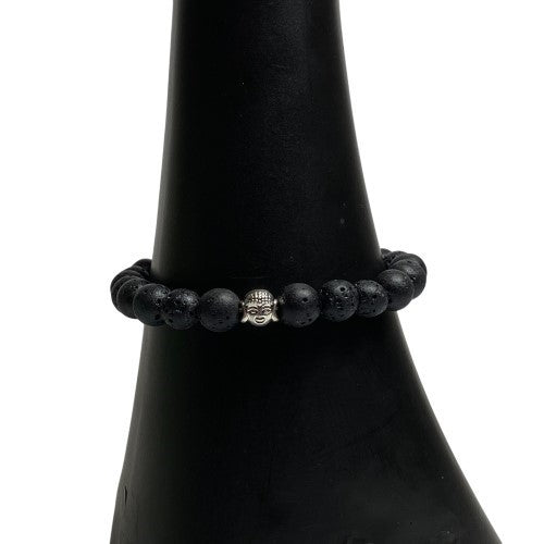 Lava Stone Buddha 8mm Bead Bracelet