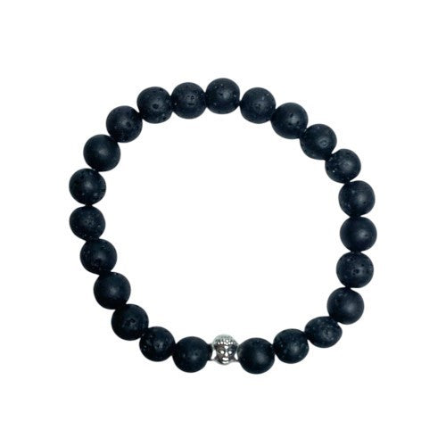 Lava Stone Buddha 8mm Bead Bracelet