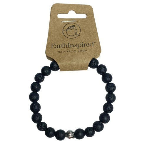 Lava Stone Buddha 8mm Bead Bracelet