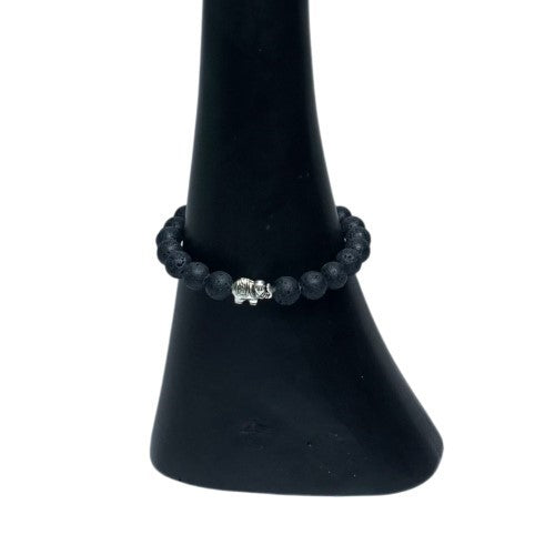 Lava Stone Elephant 8mm Bead Bracelet