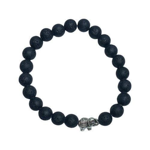 Lava Stone Elephant 8mm Bead Bracelet