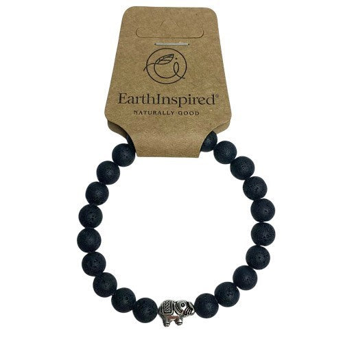 Lava Stone Elephant 8mm Bead Bracelet