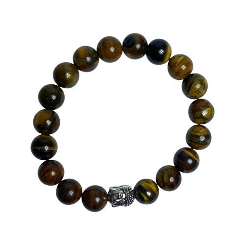Tigers Eye Buddha 10mm Bead Bracelet