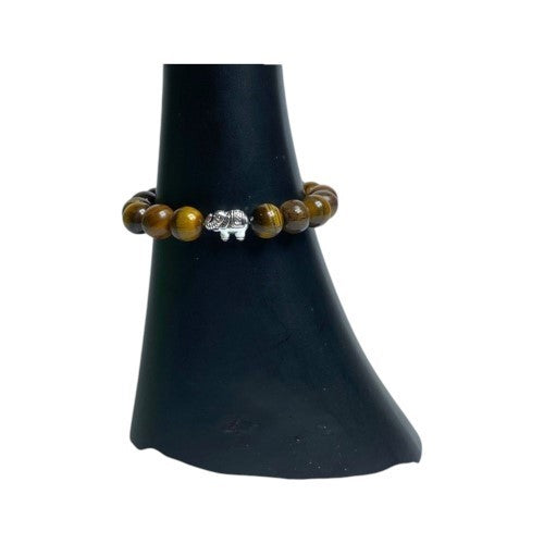 Tigers Eye Elephant 10mm Bead Bracelet