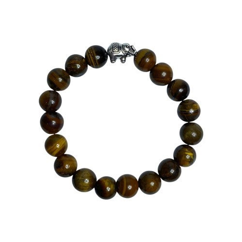 Tigers Eye Elephant 10mm Bead Bracelet