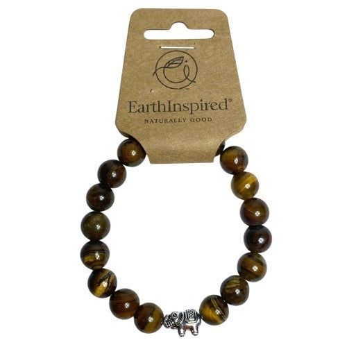 Tigers Eye Elephant 10mm Bead Bracelet