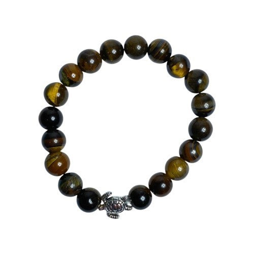 Tigers Eye Turtle 10mm Bead Bracelet
