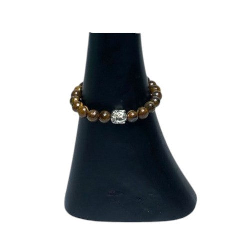 Tigers Eye Buddha 8mm Bead Bracelet