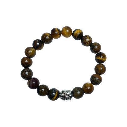 Tigers Eye Buddha 8mm Bead Bracelet