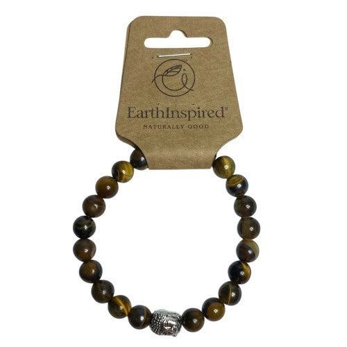 Tigers Eye Buddha 8mm Bead Bracelet