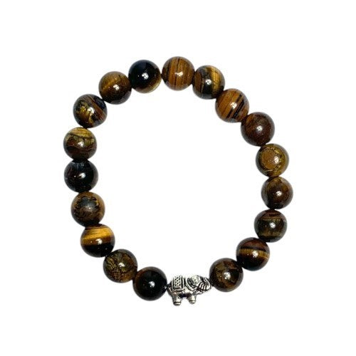Tigers Eye Elephant 8mm Bead Bracelet