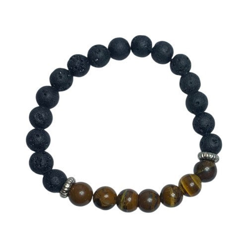 Lava Stone & Tigers Eye 8mm Bead Bracelet