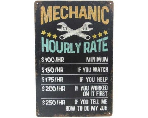 Wall Art Tin - Mechanic Rates