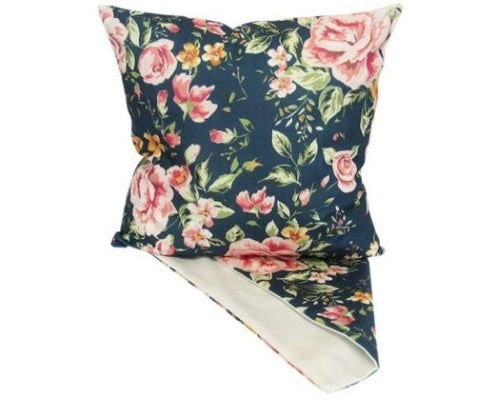 Cushion Cover - Pink Roses on Blue
