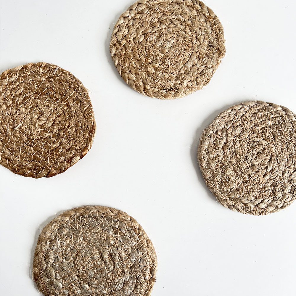 SEAGRASS / JUTE ROUND COASTER SET 4 -NATURAL - NATURAL
