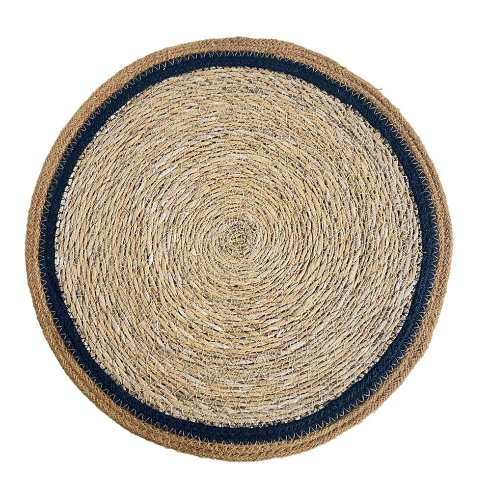 SEAGRASS / JUTE ROUND PLACEMAT CUMIN-BLACK BORDER/NATURAL