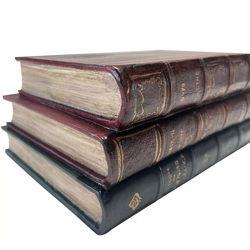 Ornament - ANTIQUE STACKING BOOKS LGE - 1 PCE- ANTIQUE RED/BLACK 28X20X12CM