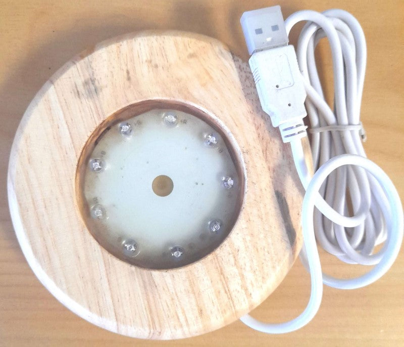 USB Selenite / Crystal LED Base - 11.5cm with  9 LED