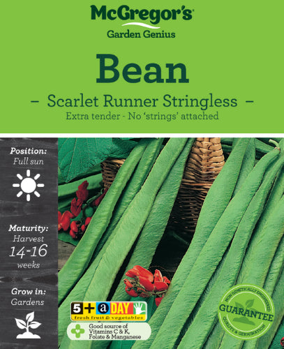 McGregor's Beans Stringless Scarlet Runner Vegetable Seed Packet