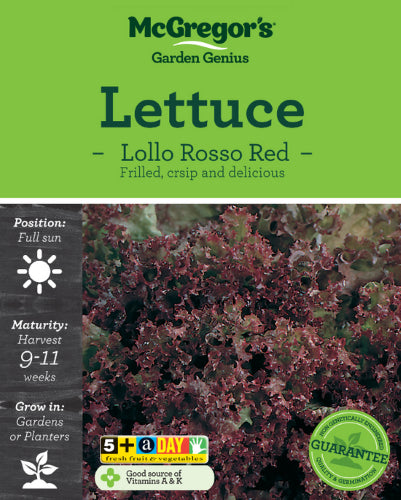 McGregor's Lettuce Lollo Rosso Red Vegetable Seed Packet
