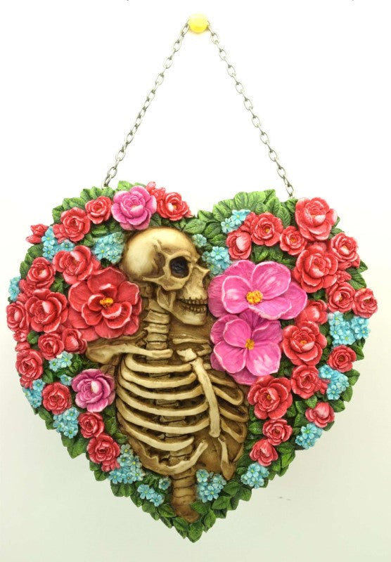 Wall Hanging - Resin Skeleton with Flowers (18 × 2.2x 18cm)