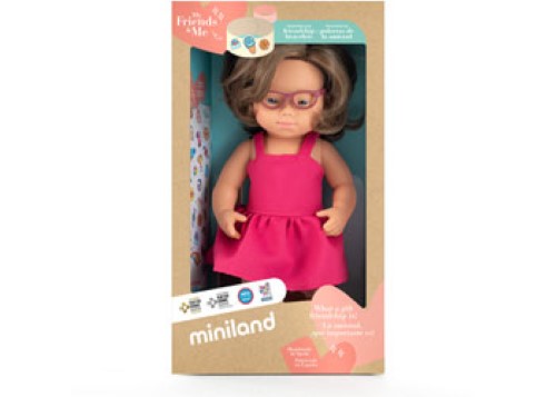 Miniland -My Friends & Me Baby Doll Girl W/Down Synd.38Cm