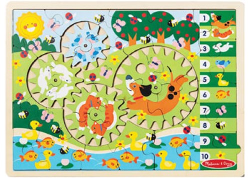 Melissa & Doug - Wooden Animal Chase Gear Puzzle