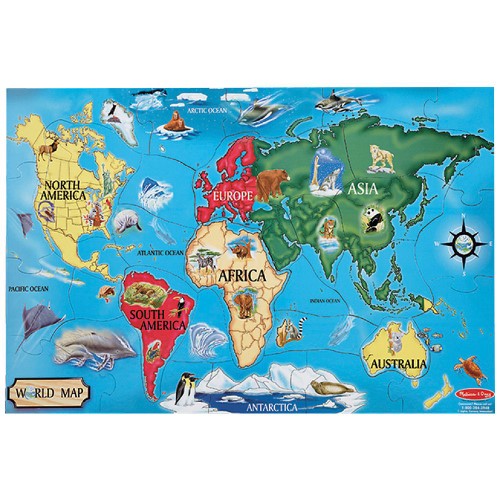Melissa & Doug – World Map Floor Puzzle – 33 Pieces