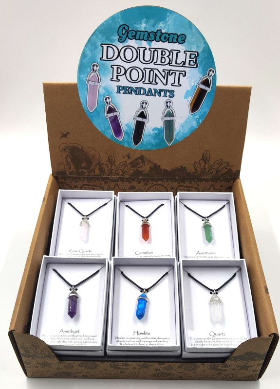 Pendant - Gemstone Double Points (Set of 12 Assorted)