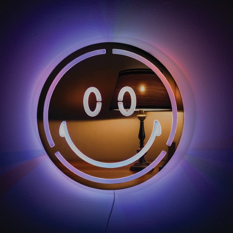 LED Mirror Wall Light - Happy Face (25 x 25 x 3cm)