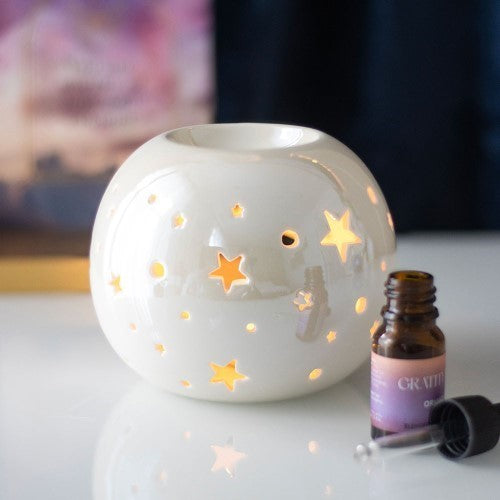 White Iridescent Star Ceramic Oil Burner