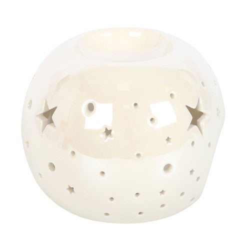 White Iridescent Star Ceramic Oil Burner