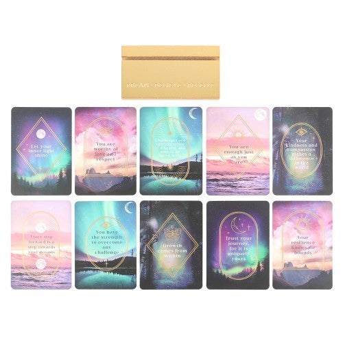 Set of 10 Ethereal Affirmation Cards with Wooden Stand