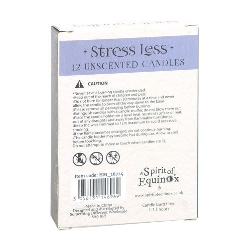 Set of 12 Stress Less Unscented Spell Candles