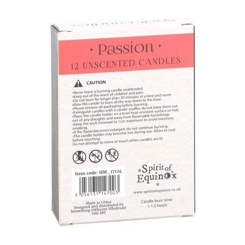Set of 12 Passion Unscented Spell Candles