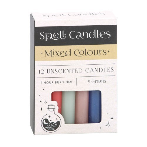 Set of 12 Mixed Colour Unscented Spell Candles