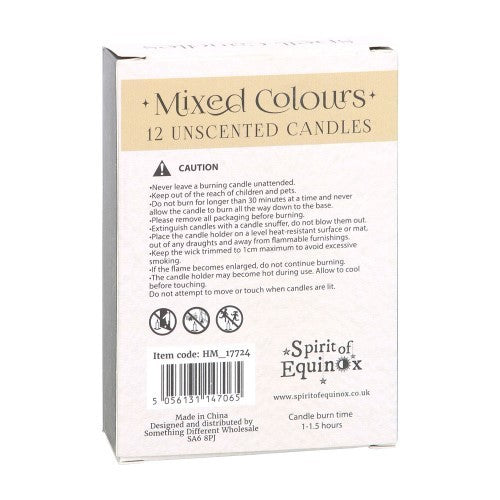 Set of 12 Mixed Colour Unscented Spell Candles