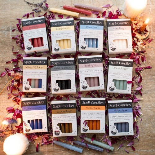 Set of 12 Mixed Colour Unscented Spell Candles