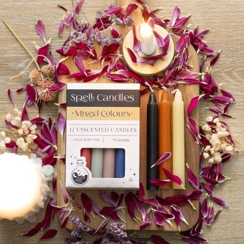 Set of 12 Mixed Colour Unscented Spell Candles