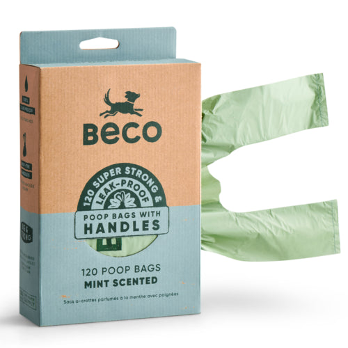 Dog Bags & Clean Up Beco Poop Bags with Handle Mint - 120pk