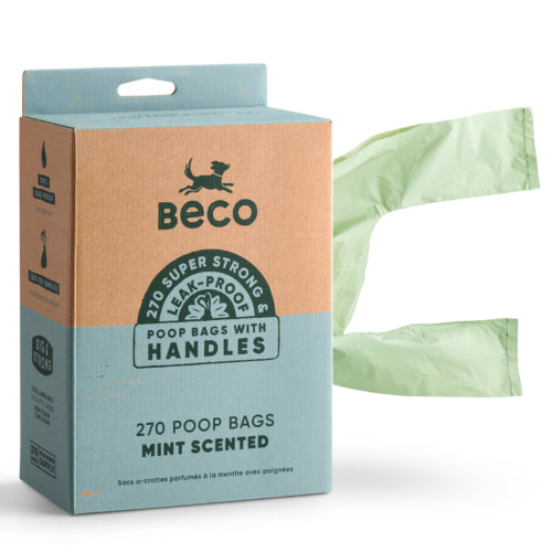 Dog Bags & Clean Up Beco Poop Bags with Handle Mint - 270pk
