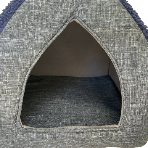 Cat Bed Sherpa Cuddly Cave - Navy